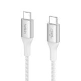Belkin BoostCharge USB-C - USB-C şarj kablosu, hızlı şarj kablosu, 240 W Power Delivery, USB-IF sertifikalı, iPhone 15, MacBook Pro, Chromebook, Samsung Galaxy, iPad ile uyumlu, 1 m – beyaz