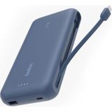 Belkin BPB024HQBL – 20.000 mAh Powerbank, 30W Hızlı Şarj, Entegre USB-C Kablo – Mavi - Altın