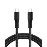 Belkin Eco Örgülü USB-C - USB-C Kablosu, 2 m, 240 W, Yumuşak, Esnek Hızlı Şarj Kablosu, iPhone 16, Galaxy S25, Pixel 9, MacBook, iPad Pro ve Daha Fazlası için Tip-C Şarj Kablosu - Siyah (USB 2.0)