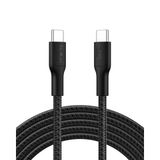 Belkin Eco Örgülü USB-C - USB-C Kablosu, 3 m, 240 W, Yumuşak, Esnek Hızlı Şarj Kablosu, iPhone 16, Galaxy S25, Pixel 9, MacBook, iPad Pro ve Daha Fazlası için Tip-C Şarj Kablosu - Siyah (USB 2.0)