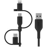 Belkin Evrensel Kablo (3'Ü 1 Arada Usb-C, Lightning, Micro-Usb Şarj Kablosu) Akıllı Telefonları, Tab