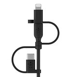 Belkin Evrensel Kablo (3'ü 1 arada USB-C, Lightning, Micro-USB Şarj Kablosu) Akıllı Telefonları, Tabletleri, Güç Bankalarını ve daha fazlasını şarj edin (3,3 ft/1 m)