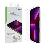 Belkin iPhone 14 Plus, iPhone 13 Pro Max Ekran Koruyucu TemperedGlass, AntiMikrobiyal İşlem Görmüş, Kolay Uygulama Kabarcıksız Birlikte Dahil Kılavuz Çıkartmaları