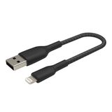 Belkin Örgülü Lightning Kablosu (Hızlı Şarj Lightning - USB Kablosu) MFi Sertifikalı Şarj Kablosu, Örgülü Lightning Kablosu (0,15 m, Siyah)