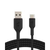 Belkin Örgülü USB-C Kablosu ,Boost Charge USB-C-USB Kablosu, Note10, S10, Pixel 4, iPad Pro, Nintendo Switch uyumlu USB C Tipi Kablosu, 1m, Siyah ,CAB002bt1MBK