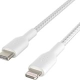 Belkin Örgülü USB-C - Lightning Kablosu (Hızlı Şarj Kablosu) Hızlı Şarj MFi Sertifikalı USB-C Kablosu (1m, Beyaz)