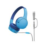 Belkin SoundForm Mini Kids Kablolu Kulaklık (Mavi) – USB-C + 3,5 mm Adaptör, Dahili Mikrofon, 85 dB Ses Sınırı, Eğlenceli Çıkartmalar, iPhone, iPad, Galaxy Uyumlu