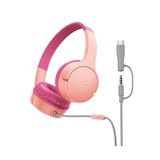 Belkin SoundForm Mini Kids Kablolu Kulaklık (Pembe) – USB-C + 3,5 mm Adaptör, Dahili Mikrofon, 85 dB Ses Sınırı, Eğlenceli Çıkartmalar, iPhone, iPad, Galaxy Uyumlu