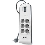 Belkin Surge Plus 6'lı 2x USB Akım Korumalı Priz - Beyaz