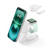 Belkin UltraCharge MagSafe Uyumlu 3’ü 1 Arada Qi2 25W Kablosuz Şarj Cihazı, iPhone 16, Apple Watch, AirPods, Pixelsnap, Dönüştürülebilir Masaüstü Standı, 45W Adaptör, Beyaz