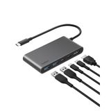 Belkin USB-C Hub, 5 Portlu, 60 Hz’de 4K HDMI Ekran Desteği, 100W Güç İletimi, 5Gbps Veri Aktarımı, MacBook, iPad Pro, Chromebook ve Dahası İçin USB-C Çoklu Port Adaptörü, Geliştirilmiş HDMI 2.0, Gri