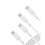 Belkin USB-C - USB-C Kablosu (1M/3.3ft), iPhone 15, iPhone 15 Pro, iPhone 15 Pro Max, iPhone 15 Plus, Galaxy S23, S22, Not, Piksel, iPad Pro, USB-C Kablosu için USB-C Hızlı Şarj Kablosu - Beyaz (2'li