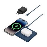 Belkin WIZ019VFBL-APL Boostcharge Pro 2‑ın‑1 Magsafe 15W Kablosuz Şarj Standı - Mavi - Renkli