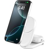 Belkin WIZ039KQWH Ultracharge 2-In-1 Katlanabilir Qi2 25W Magsafe Uyumlu Kablosuz Şarj Standı - Beyaz