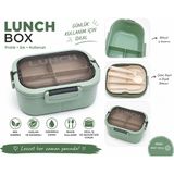 Belkıs Kırtasiye Bölmeli Lunch Box – Sızdırmaz Kapaklı, Çatal Kaşık Bıçaklı Pratik Yemek Saklama Kabı Beslenme Kabı - Mint Yeşili
