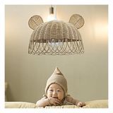 Belkıs Rattan Bambu Rattan Hasır Rafya Jüt Ip Sarkıt Avize 35 cm Tavşan Kulak Çocuk Bebek Odası