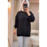 Belkız kadın payetli kalp detaylı sweatshirt kadın tesettür tunik