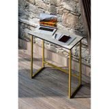 Bella Çalışma Masası Bilgisayar Masası Çizim Masası Ofis Masası Traverten Tabla Gold Ayak WORK000