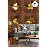 BELLA CARPETİ 3D Kabartmalı Aynalı Kendinden Yapışkanlı Pvc Duvar Kağıdı Paneli Premium Model Ahşap Renk 1 Adet 50x50cm