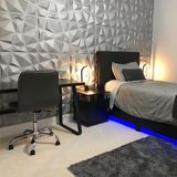 Bella Carpeti 3D Kabartmalı Pvc Yeni Nesil Duvar Paneli Boyanabilir Yapışkanlı Elmas Model 50x50cm - Beyaz - 50 cm