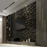 Bella Carpeti 3D Kabartmalı Pvc Yeni Nesil Yapışkanlı Duvar Kağıdı Paneli Elmas Model Siyah Renk 50X50CM - 50 x 50 cm