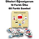 Bella Casa Kids Ülkeleri Öğreniyorum, Ülkeler ve Sembolleri, Egitici Oyuncak, Montessori Egitim Oyuncak, Motor Zeka - Renkli - Ahşap
