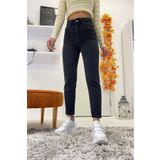 Bella denim Siyah Yüksek Bel Mom Jean Kot Pantolon