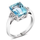 Bella Gloria GPY0029 Altın Kaplamalı Mavi Topaz Tektaş Pırlanta Yüzük