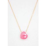 Bella Gloria TGK0054 Şeker Pembe Buzlu Kalp Taş Rose Kadın Gümüş Kolye