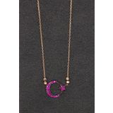 Bella Gloria TGK0186 Kırmızı Ayyıldız Rose Kadın Gümüş Kolye