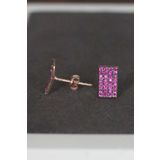 Bella Gloria TGP0046 Kırmızı Dörtgen Gümüş Küpe