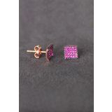 Bella Gloria TGP0094 Kırmızı Kare Rose Gümüş Küpe