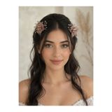 Bella Grace 𝗕𝗲𝗹𝗹𝗮 𝗚𝗿𝗮𝗰𝗲 2li tarak Kristal taş detaylı açık kahve saç Aksesuar Düğün,Nikah, Nişan, kına