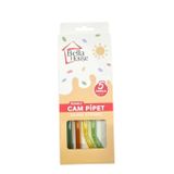 Bella Hause Renkli Cam Pipet Seti (5 Parça) | Temizleme Fırçalı Isıya Dayanıklı Borosilikat Cam Pipet, Soğuk Kahve, Smoothie ve Kokteyl İçin Yeniden Kullanılabilir Şık Pipet Seti