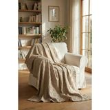 Bella Home 175X215 Sakallı Koltuk Örtüsü - Kaymaz Taban - Şönil Jakar Kumaş - 175 x 215 cm - Kahve