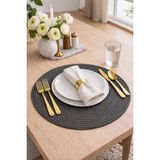 Bella Home 6’lı Örgü Supla Seti | Dekoratif Amerikan Servis | Şık ve Modern Sofra Sunum Tabak Altlığı - 32 x 32 cm - Antrasit