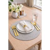 Bella Home 6’lı Örgü Supla Seti | Dekoratif Amerikan Servis | Şık ve Modern Sofra Sunum Tabak Altlığı - 32 x 32 cm - Gri