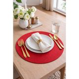 Bella Home 6’lı Örgü Supla Seti | Dekoratif Amerikan Servis | Şık ve Modern Sofra Sunum Tabak Altlığı - 32 x 32 cm - Kırmızı