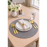 Bella Home 6’lı Örgü Supla Seti | Dekoratif Amerikan Servis | Şık ve Modern Sofra Sunum Tabak Altlığı - 32 x 32 cm - Koyu Gri
