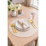 Bella Home 6’lı Örgü Supla Seti | Dekoratif Amerikan Servis | Şık ve Modern Sofra Sunum Tabak Altlığı - 32 x 32 cm - Krem