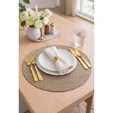 Bella Home 6’lı Örgü Supla Seti | Dekoratif Amerikan Servis | Şık ve Modern Sofra Sunum Tabak Altlığı - 32 x 32 cm - Vizon