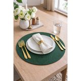 Bella Home 6’lı Örgü Supla Seti | Dekoratif Amerikan Servis | Şık ve Modern Sofra Sunum Tabak Altlığı - 32 x 32 cm - Zümrüt