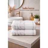 Bella Home Akasya Jakarlı Kadife El & Yüz Havlusu | 50x90 cm | 2 Adet | %100 Pamuk | Yumuşak ve Yüksek Emicilik