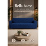 Bella Home Altınkoza Çekyat Stil Strech Koltuk Örtüsü (3+3) - Likralı - Lastikli - Oturma Grubu - İndigo