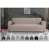 Bella Home Altınkoza Çekyat Stil Strech Koltuk Örtüsü (3+3) - Likralı - Lastikli - Oturma Grubu - Krem