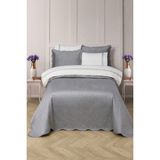 Bella Home Arlena 7 Parça Gelin Seti | Kadife Yatak Örtülü, Pamuk Nevresim, Çarşaf ve Yastık Kılıfı Takımı - Gri - 250 x 260 cm
