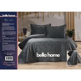 Bella Home Arzen Nakışlı Kadife Çift Kişilik Yatak Örtüsü Seti - 250X260 cm - Antrasit - 250 x 260 cm