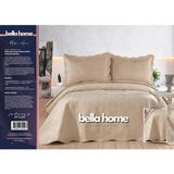 Bella Home Arzen Nakışlı Kadife Çift Kişilik Yatak Örtüsü Seti - 250X260 cm - Bej - 250 x 260 cm