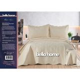 Bella Home Arzen Nakışlı Kadife Çift Kişilik Yatak Örtüsü Seti - 250X260 cm - Krem - 250 x 260 cm