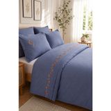 Bella Home Bahar Çift Kişilik 6 Parça Nakışlı Nevresim Takımı | Yumuşak Dokulu | Şık ve Zarif Tasarım - İndigo - 200 x 220 cm